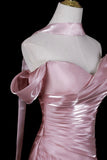Dusty Rose Water Gloss Yarn Off the Shoulder Mermaid Evening Gown Formal Dress HZ0429