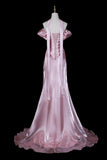 Dusty Rose Water Gloss Yarn Off the Shoulder Mermaid Evening Gown Formal Dress HZ0429