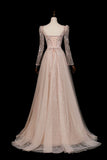 Champagne Sequin Lace Mermaid Wedding Guest Dress with Detachable Train HZ0429