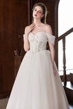 Off-the-Shoulder Lace Prom Dress Tulle Ball Gown Formal Evening Party Dress HZ0429
