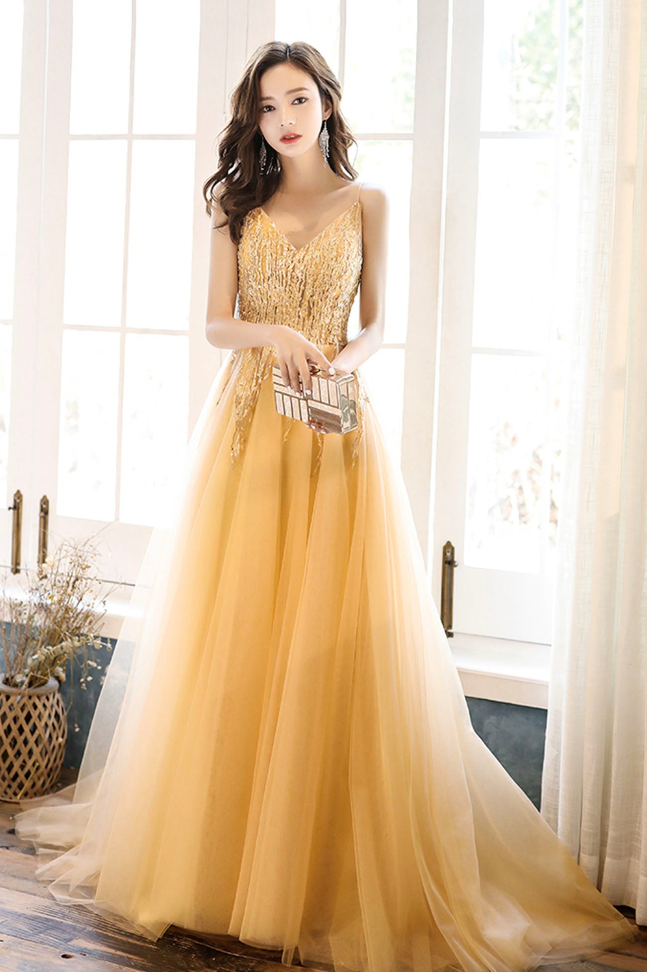 Yellow Tulle Lace Long Prom Dress, A-Line Evening Party Dress HZ0429 owrdq Yellow Tulle Lace Long Prom Dress, A-Line Evening Party Dress HZ0429 owrdq