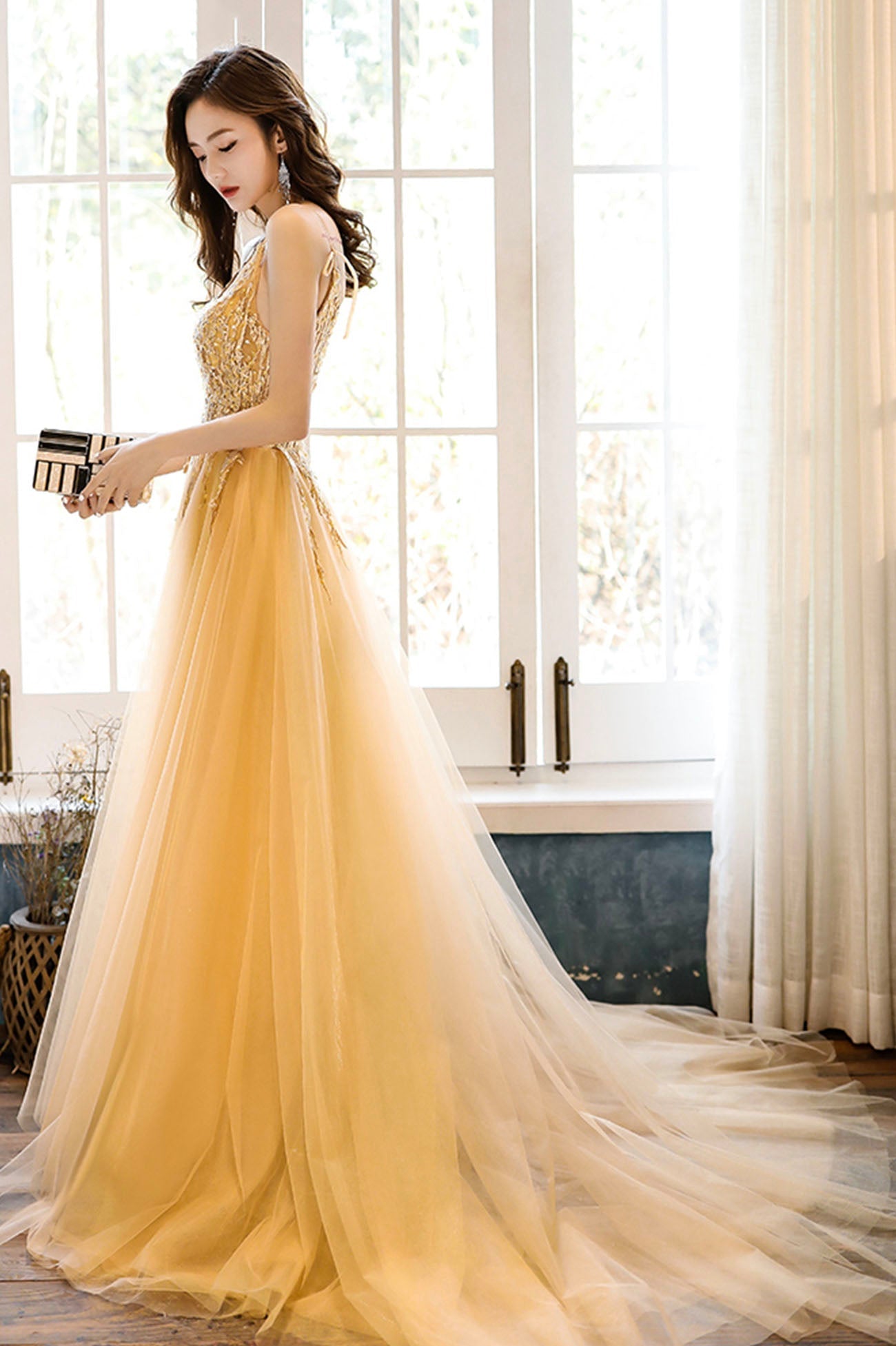long party wear dress Simple Long Formal Dress with Lace-Up Back 263 Rose / XSmall