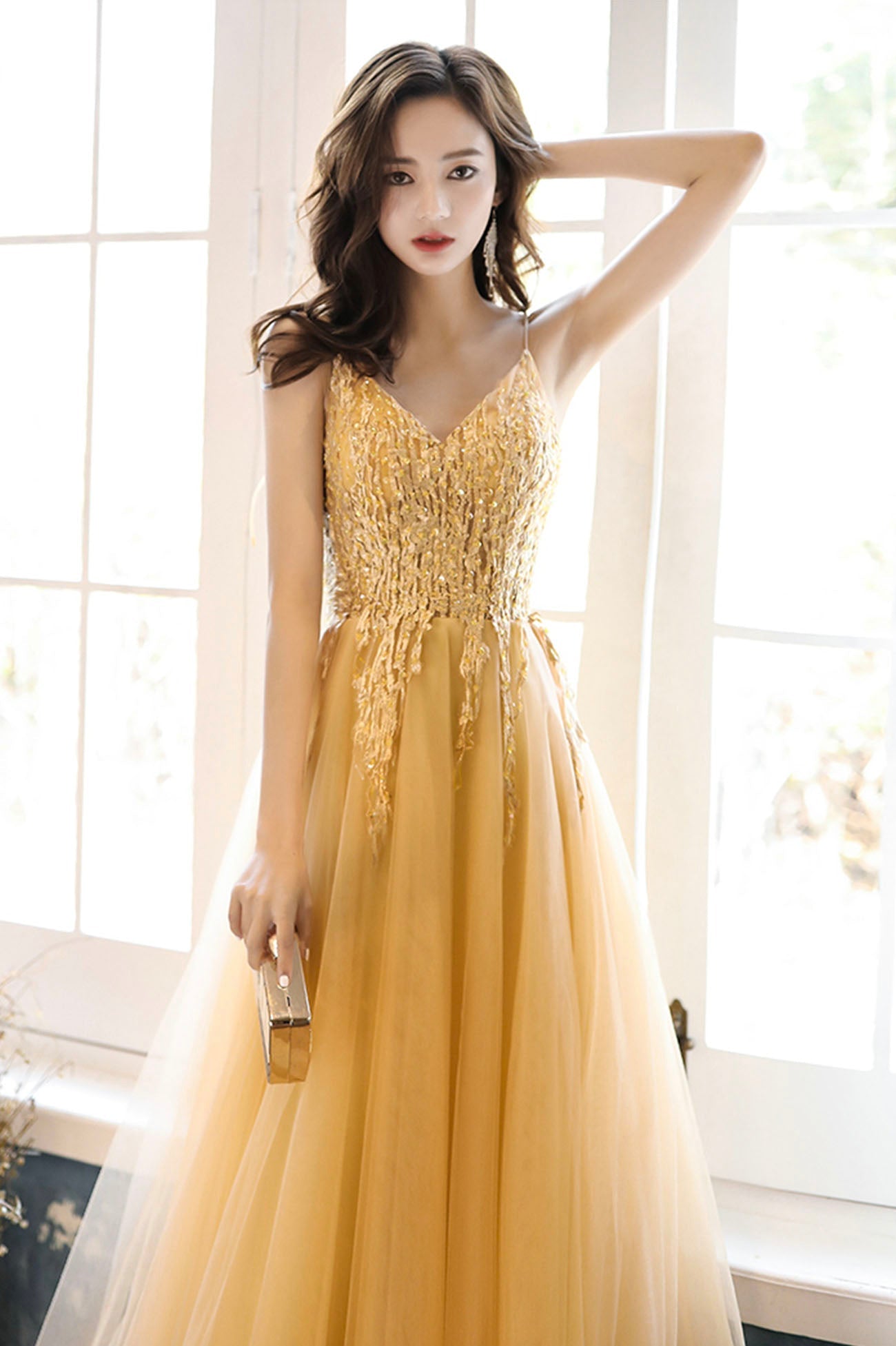 long party wear dress Simple Long Formal Dress with Lace-Up Back 263 Rose / XSmall