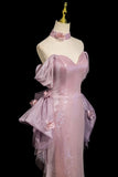 Lilac Sequin Mermaid Evening Gown Off Shoulder Formal Party Dress HZ0429