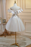 Champagne Lace Short Prom Dress, A-Line Homecoming Party Dress HZ0429