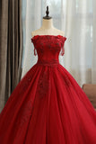 Burgundy Lace Long Formal Evening Dress, A-Line Lace Ball Gown HZ0429