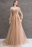 Elegant Tulle Lace Long Prom Dresses, A-Line Formal Evening Dresses HZ0429