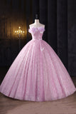 Beautiful Tulle Sequins Long Prom Dress, A-Line Off the Shoulder Party Dress HZ0429