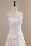 High-Quality Ivory Strapless Lace Wedding Dress Tulle Ball Gown with Train Elegant Bridal Gown HZ0429