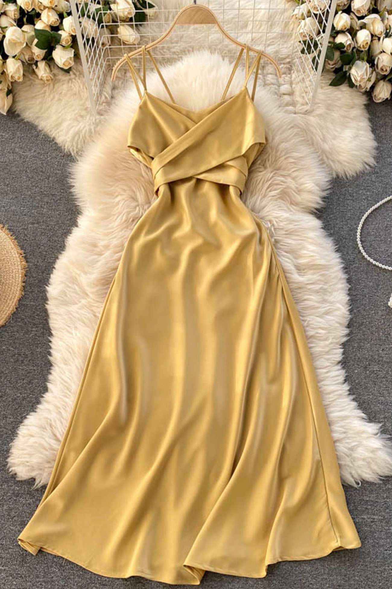 Cute Satin Short A Line Dress Fashion Dress HZ0429 – owrdq