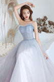 Cute Strapless Tulle Long Prom Dress, A-Line Formal Evening Dress HZ0429