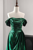 Pretty Floor Length Green Prom Dress, Off the Shoulder Evening Party Dress HZ0429