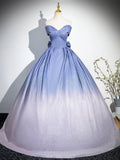 Beautiful Gradient-Color Glitter Sequins Prom Dresses, A-Line Princess Off-The-Shoulder Sleeveless Blue Formal Dresses HZ0429