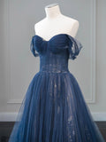 Nave Tulle Floor Length Prom Dress, Beautiful Off the Shoulder Backless Evening Dress HZ0429