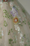 Enchanted Garden Off-the-Shoulder Sage Green Floral Ball Gown HZ0429