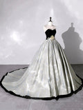 Elegant Black Velvet and Suede Long A-Line Prom Dress with Chapel Train HZ0429
