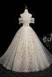 Champagne Tulle Beads Long Prom Dress, Beautiful A-Line Formal Party Dress HZ0429