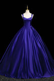 Purple Satin Long Prom Gown, A-Line Backless Evening Party Dress HZ0429