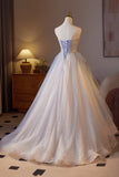 Sparkling Tulle Long Prom Dress, Beautiful A-Line Strapless Evening Party Dress HZ0429