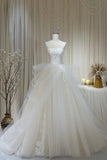 Luxury Ivory Tulle Ball Gown Formal Dress with Handmade Lace Bodice HZ0429
