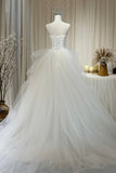 Luxury Ivory Tulle Ball Gown Formal Dress with Handmade Lace Bodice HZ0429