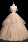 Beautiful Tulle Long Prom Dress, A-line Off the Shoulder Evening Party Dress HZ0429