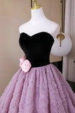 Fashion Lavender Flower Prom Dresses, A-Line Sweetheart Backless Formal Gown HZ0429