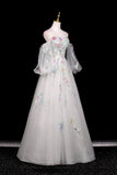 White Tulle Sequins Long Prom Dress, Beautiful A-Line Evening Party Dress HZ0429