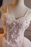 Sweetheart Neck Pink 3D Flower Mini Tulle Dress Beaded Tiered Homecoming Dress HZ0429