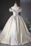 Elegant Champagne Long Prom Dresses, Beautiful Off the Shoulder Formal Dresses HZ0429